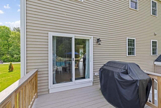 111 Spruce St, Middleboro, MA 02346 - wooden deck featuring a grill and a lawn