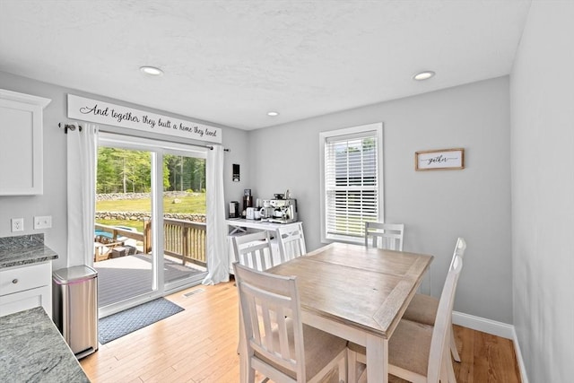 111 Spruce St, Middleboro, MA 02346 - dining space featuring plenty of natural light, light wood-style flooring, recessed lighting, and baseboards
