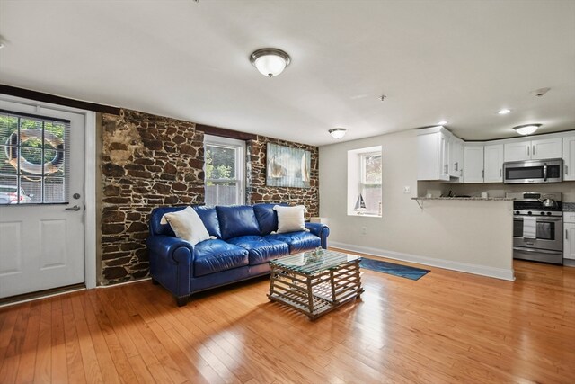 living room featuring light wood-type flooring