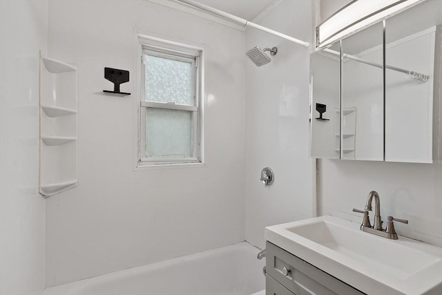 full bathroom with vanity and shower / tub combination