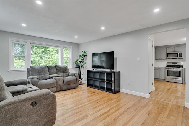 10-12 Spring Rd, Arlington, MA 02476 - living area featuring light wood-type flooring and recessed lighting