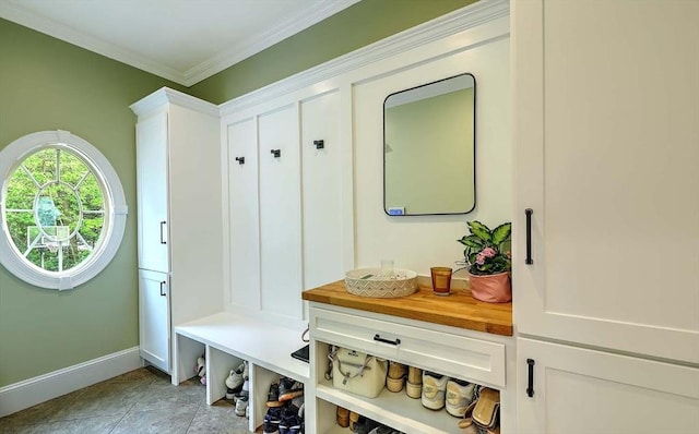 19 Mulberry Ln, Franklin, MA 02038 - mudroom featuring baseboards and ornamental molding