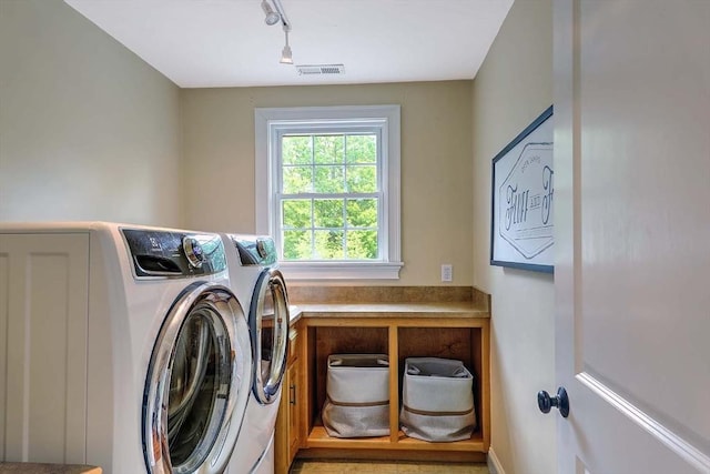 19 Mulberry Ln, Franklin, MA 02038 - washroom with washing machine and dryer and rail lighting