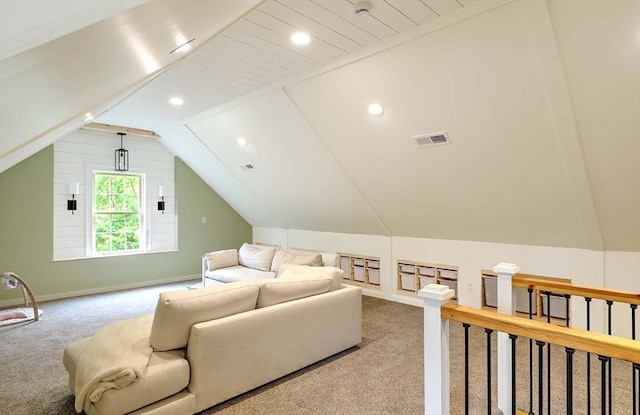 19 Mulberry Ln, Franklin, MA 02038 - carpeted living area featuring lofted ceiling, baseboards, and recessed lighting