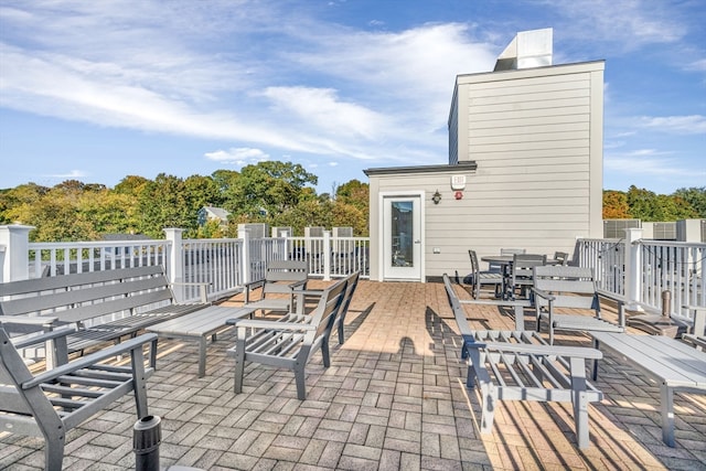 view of patio featuring a wooden deck