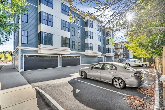 exterior space with a garage