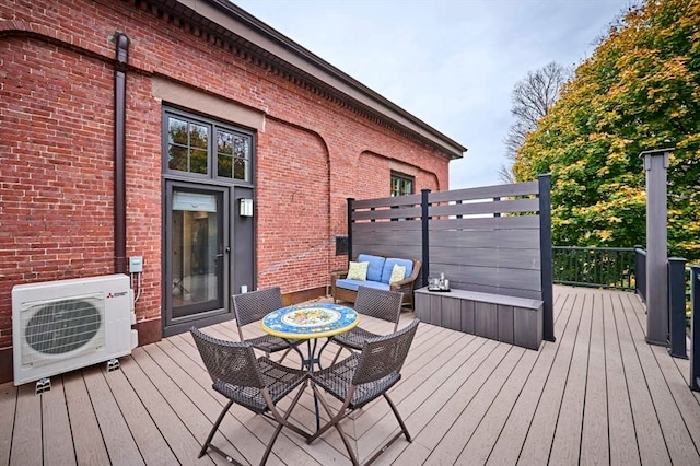 wooden terrace with ac unit