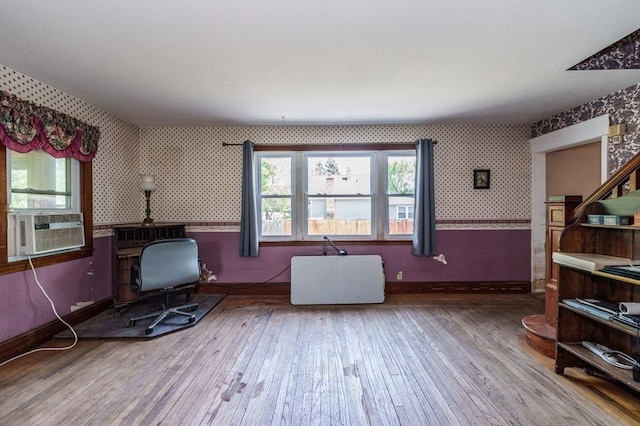 164 Leonard St, Agawam, MA 01001 - office space with wallpapered walls, wood-type flooring, healthy amount of natural light, baseboards, and cooling unit