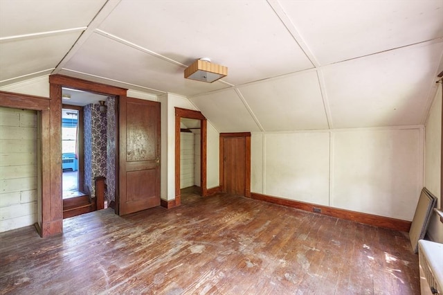 164 Leonard St, Agawam, MA 01001 - bonus room featuring hardwood / wood-style floors, vaulted ceiling, and baseboards