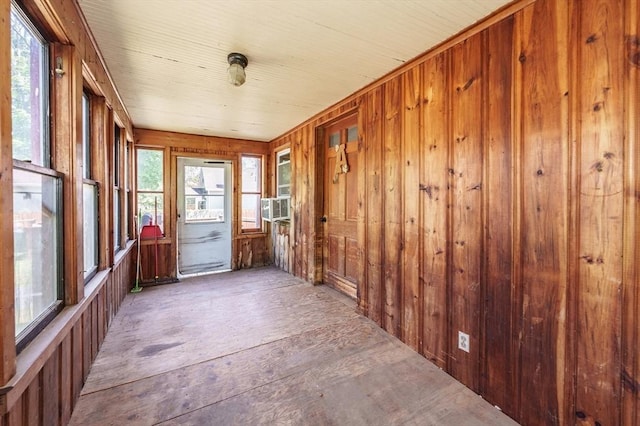 164 Leonard St, Agawam, MA 01001 - unfurnished sunroom featuring wooden walls and cooling unit