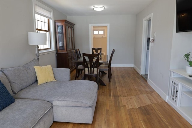 living room with hardwood / wood-style flooring