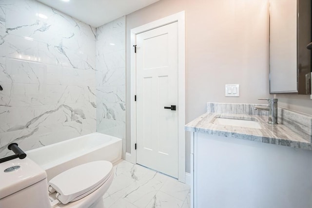 1 Falcon Dr, Shrewsbury, MA 01545 - bathroom with vanity, marble look tile flooring, and bathing tub / shower combination