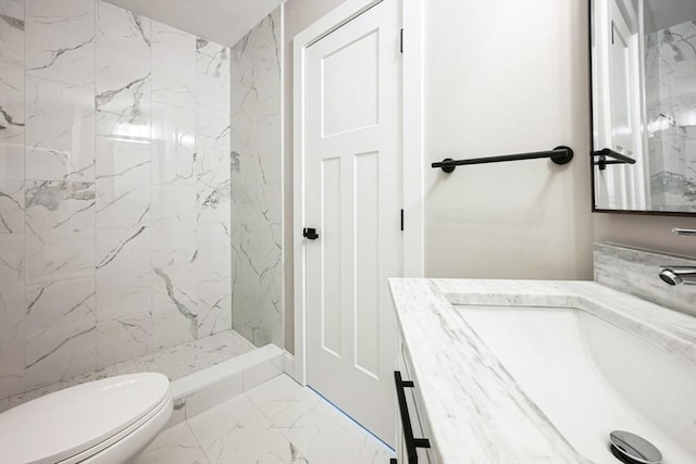 1 Falcon Dr, Shrewsbury, MA 01545 - full bath featuring vanity, a marble finish shower, and marble finish floors