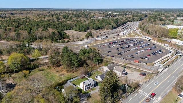 drone / aerial view with a forest view