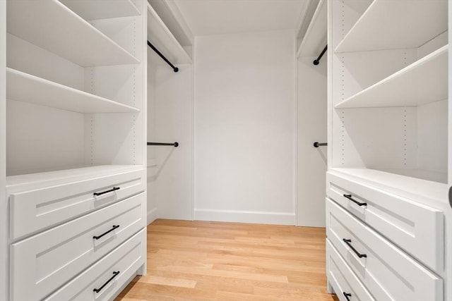 walk in closet featuring light wood-style flooring