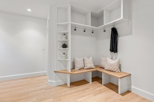 59 Mason Ter Unit 59, Brookline, MA 02446 - mudroom with baseboards, wood finished floors, and recessed lighting