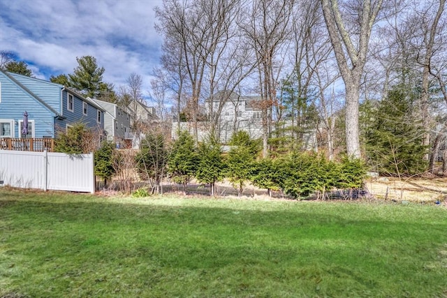 view of yard featuring fence