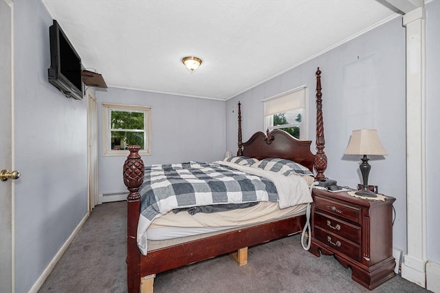 5 Dirlam Cir, Tewksbury, MA 01876 - carpeted bedroom with a baseboard radiator, baseboards, and ornamental molding