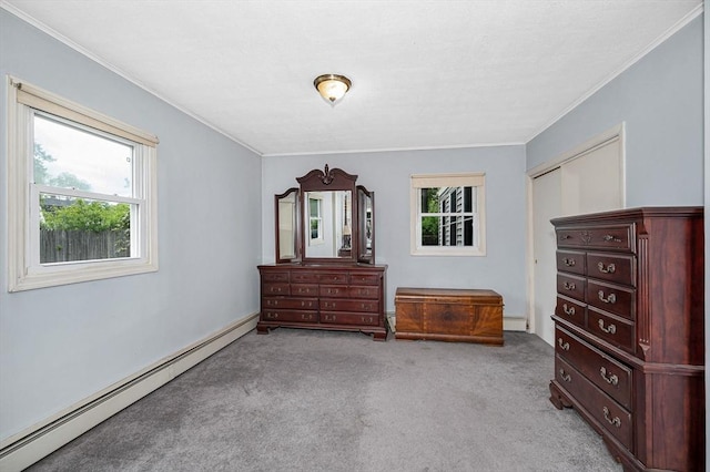 5 Dirlam Cir, Tewksbury, MA 01876 - bedroom featuring a baseboard radiator, multiple windows, light carpet, and ornamental molding