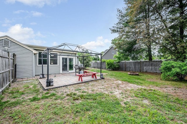 5 Dirlam Cir, Tewksbury, MA 01876 - view of yard featuring an outdoor fire pit, a patio area, and a gazebo