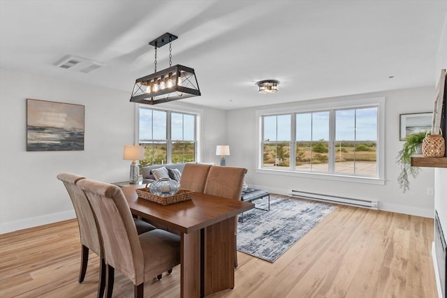 30 Cable Ave Unit B, Salisbury, MA 01952 - dining room featuring a baseboard heating unit and light wood finished floors