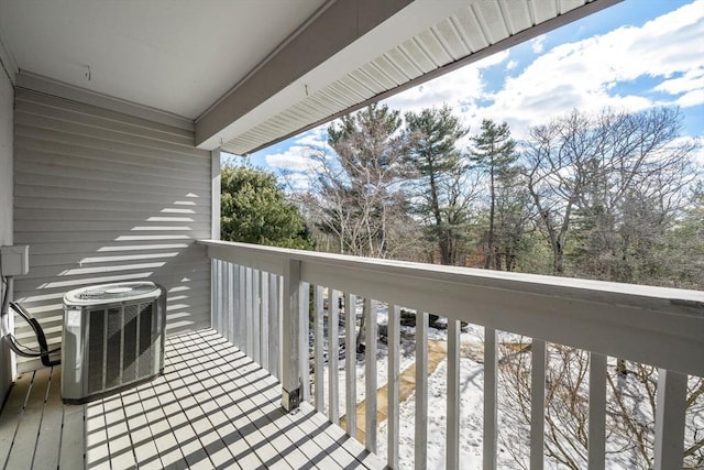 wooden terrace with cooling unit