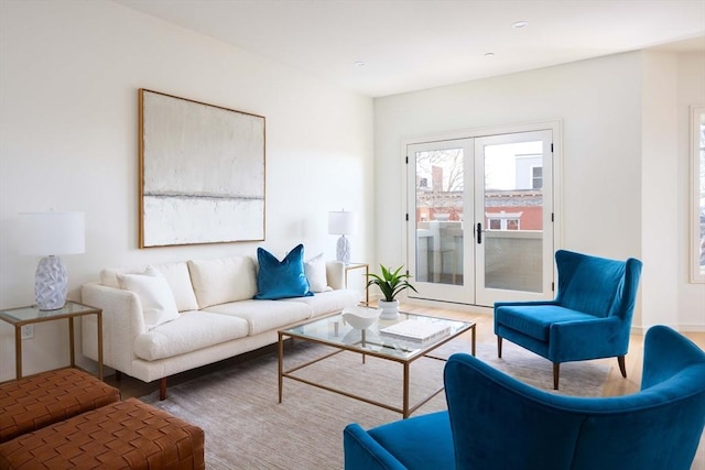 living room featuring french doors