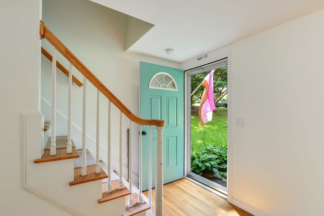 entryway with light wood-type flooring