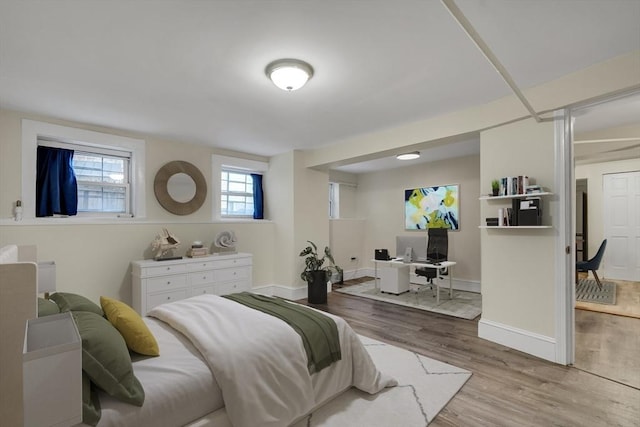 bedroom featuring light hardwood / wood-style floors