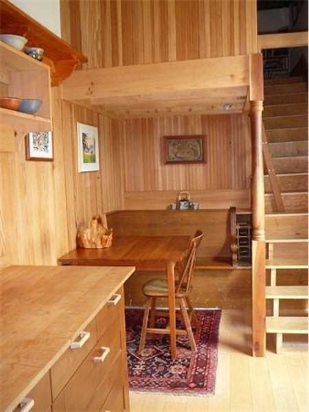 165 Main St, Charlemont, MA 01339 - dining space featuring wood walls