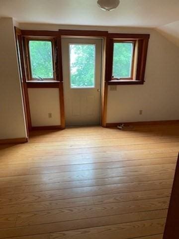 165 Main St, Charlemont, MA 01339 - bonus room featuring light wood-style flooring, vaulted ceiling, and baseboards