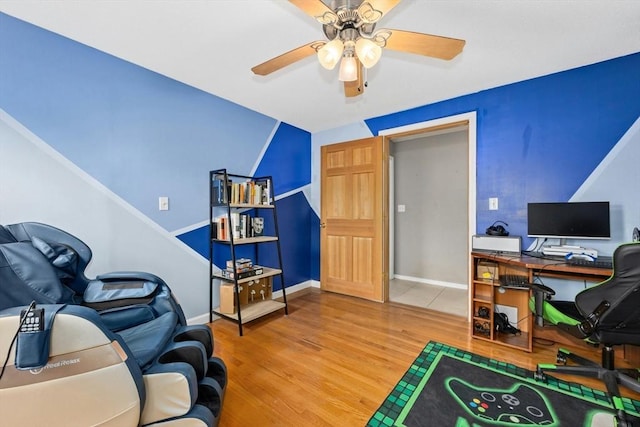 25 Piasta Rd, Dudley, MA 01571 - office space with a ceiling fan, wood finished floors, and baseboards