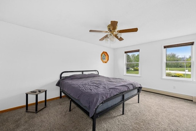 25 Piasta Rd, Dudley, MA 01571 - bedroom featuring carpet floors, baseboard heating, baseboards, and ceiling fan