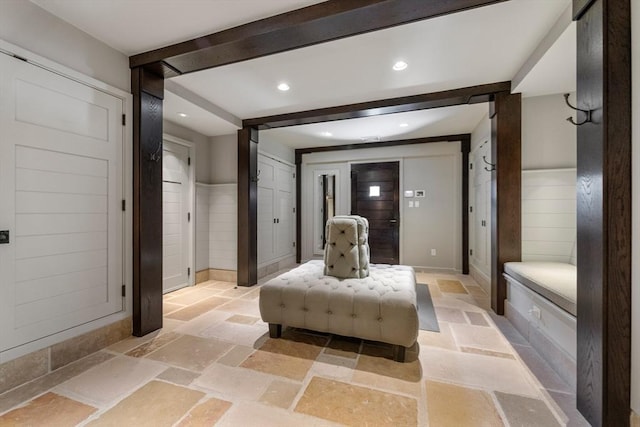 1014 Boylston St, Brookline, MA 02467 - bathroom featuring stone tile floors and recessed lighting