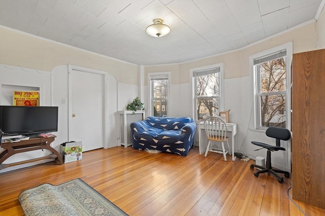 69 Conwell Ave, Somerville, MA 02144 - sitting room with hardwood / wood-style flooring and crown molding