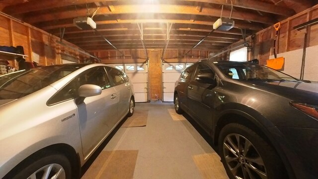 garage with a garage door opener