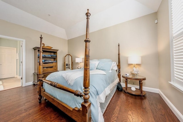 16 Twin Oaks Dr Unit 732, Mashpee, MA 02649 - bedroom with baseboards, vaulted ceiling, and wood finished floors