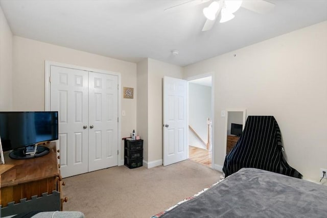 54 Primrose St Unit 3, Haverhill, MA 01830 - carpeted bedroom with a closet, a ceiling fan, and baseboards