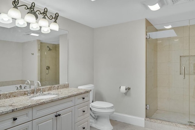 42 Westerly Rd, Weston, MA 02493 - full bath featuring a stall shower, tile patterned floors, toilet, baseboards, and vanity