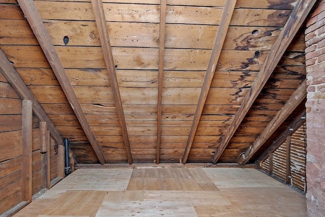 view of unfinished attic