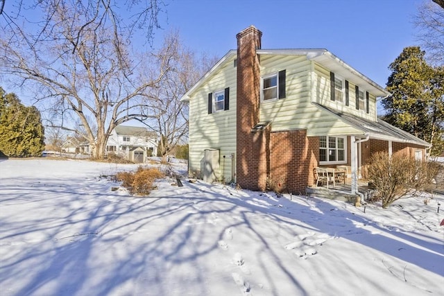 view of snow covered exterior