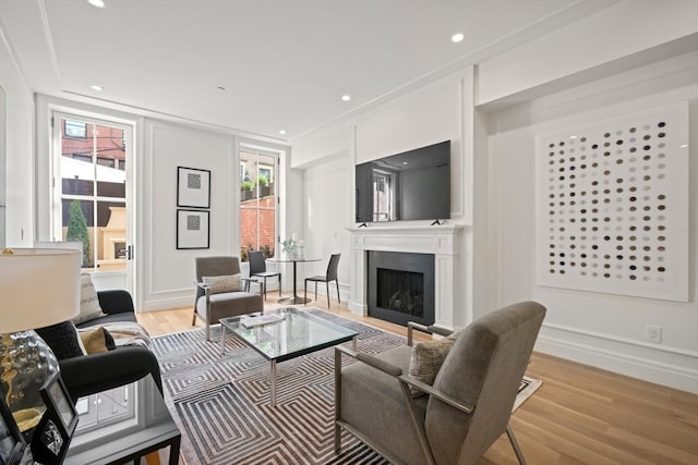 living room with light wood-type flooring