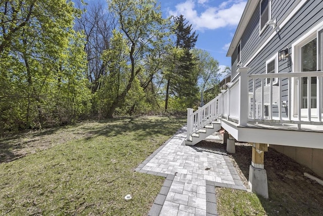 view of yard with stairway and a patio area