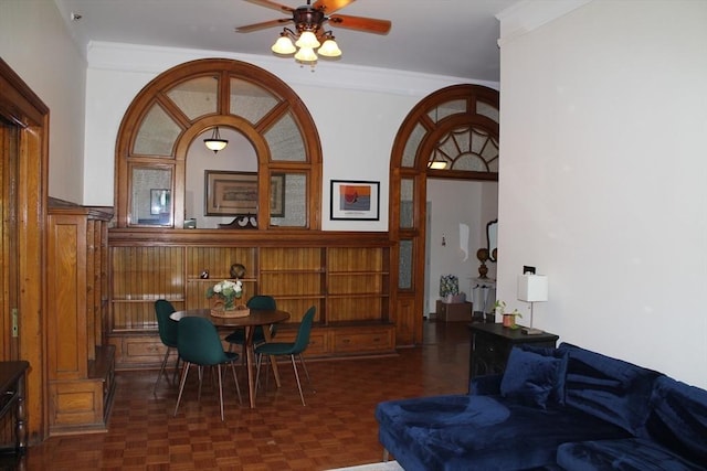 235 State St Unit 311, Springfield, MA 01103 - dining space featuring a ceiling fan and ornamental molding