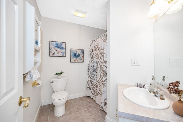 bathroom with tile patterned flooring, vanity, and toilet