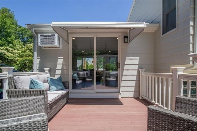 42 Stevens Ave, Braintree, MA 02184 - wooden deck with a wall unit AC