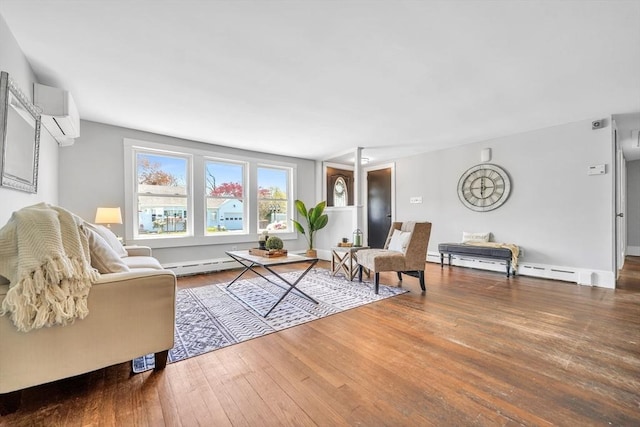 31 Darling St, Acushnet, MA 02743 - living area with an AC wall unit and hardwood / wood-style floors