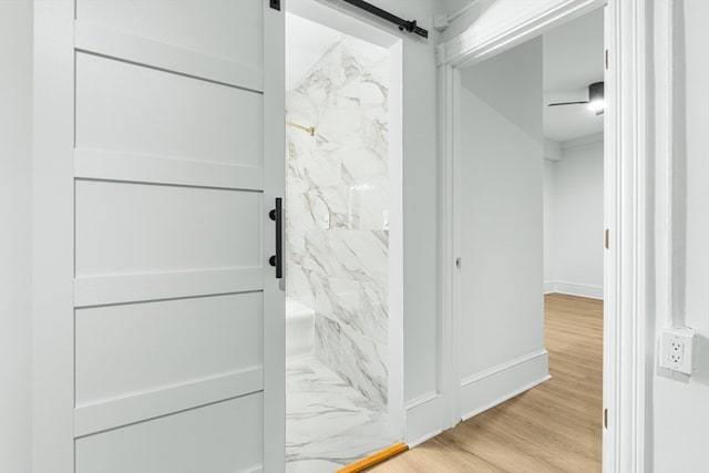 bathroom featuring hardwood / wood-style flooring