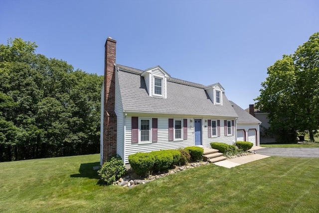 165 Roundtop Rd, Marlborough, MA 01752 - colonial inspired home with a front yard, a chimney, an attached garage, and driveway