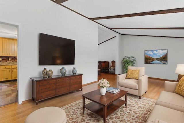 58 Daniel Shays Hwy, Pelham, MA 01007 - living area with baseboards, light wood-type flooring, and lofted ceiling